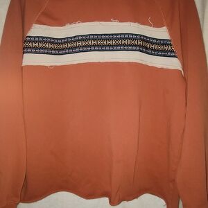 Easel Wome's Burnt Orange Sweater with Patterned Stripe
